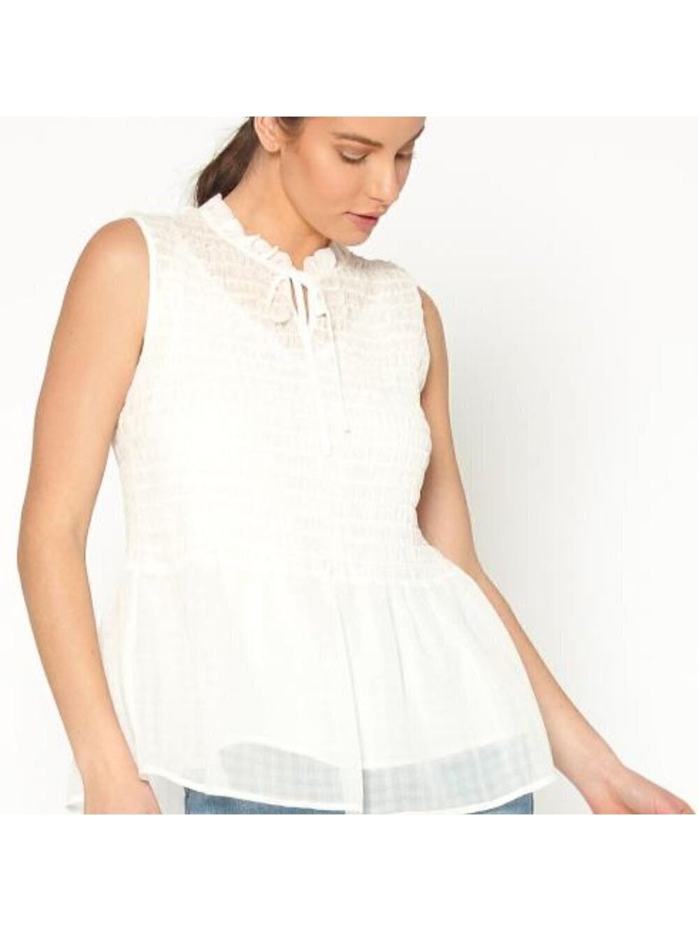 PLEIONE Bnwt Smocked Sleeveless Baby Doll Blouse S